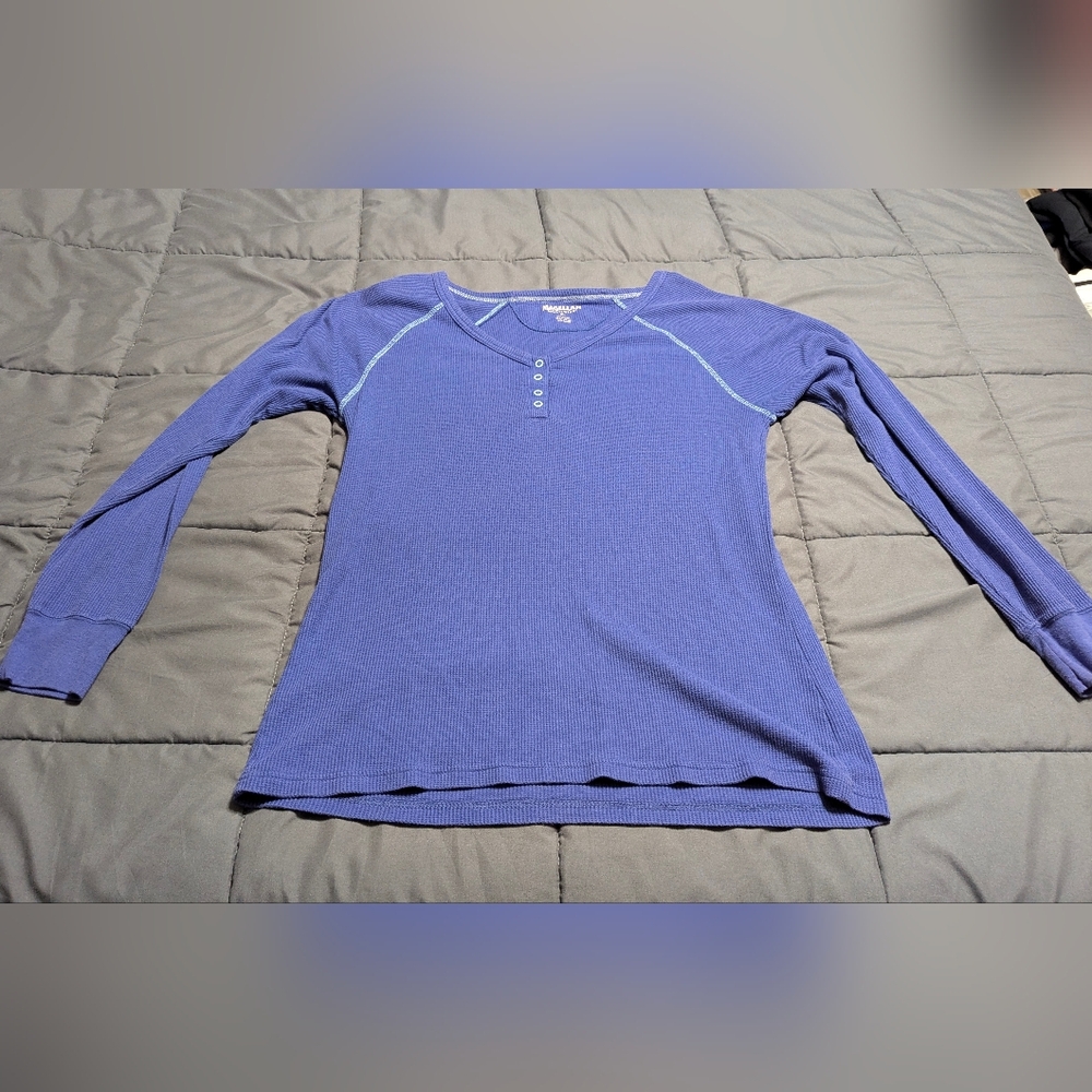 MAGELLAN OUTDOORS Cozy Blue Violet Long Sleeve Henley Top Size XL